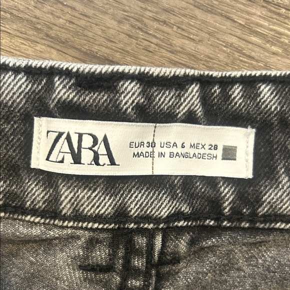 Zara Stonewashed Wide Leg Jeans Gray Acid Wash US Size 6 - Picture 2 of 7